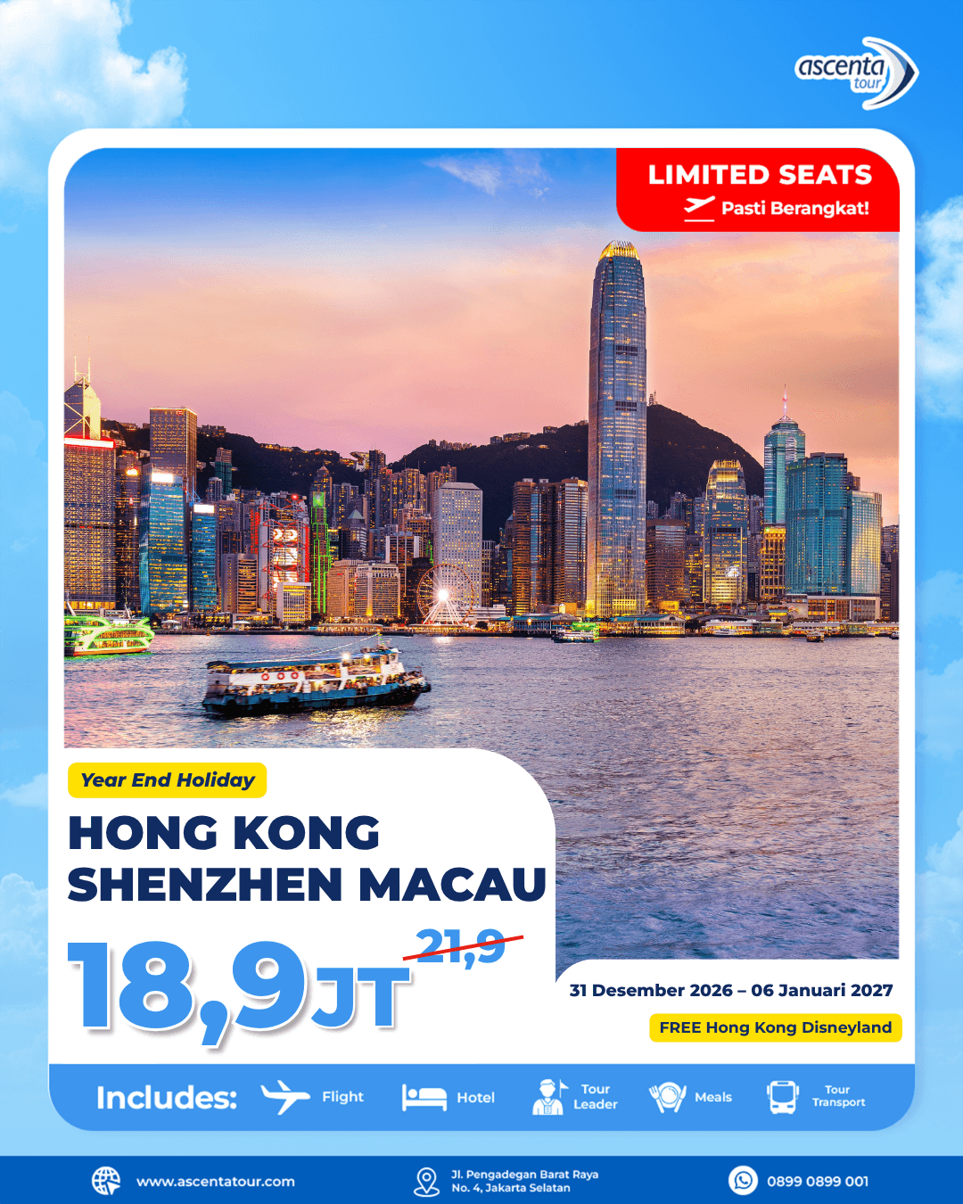 Tour Hong Kong Shenzhen Macau + Disneyland 7D