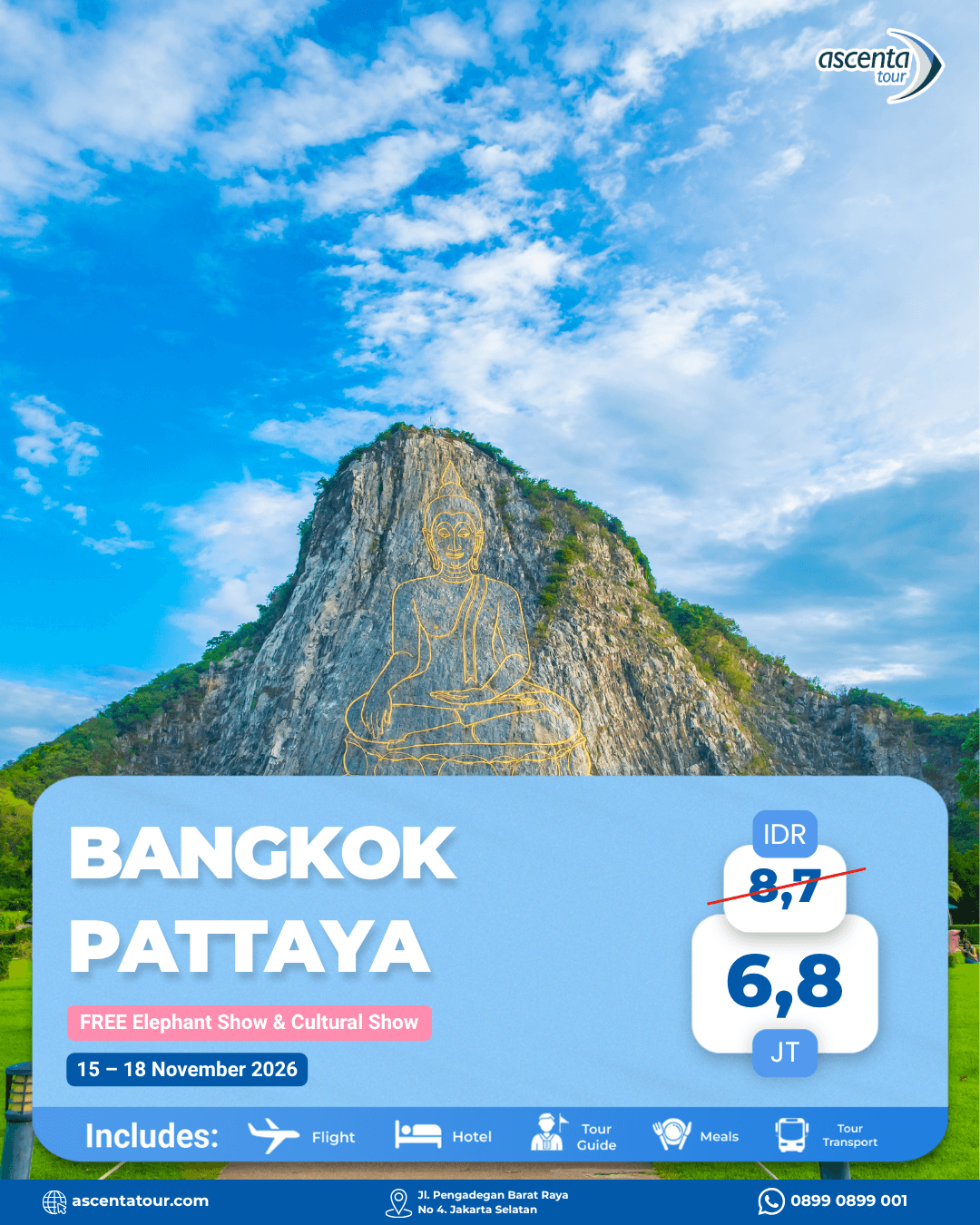 Tour Thailand Bangkok Pattaya 4D3N 