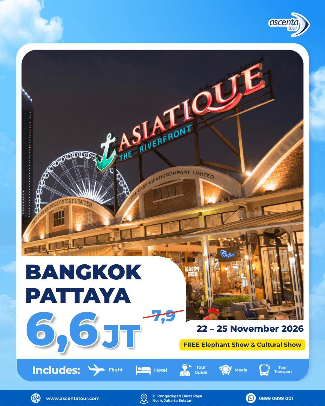 Tour Thailand Bangkok Pattaya 4D3N 