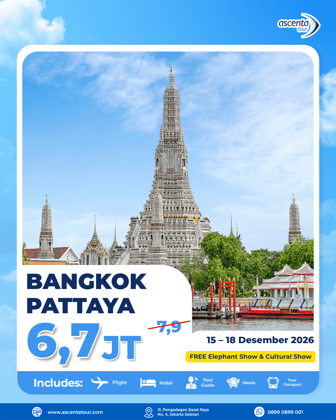Tour Thailand Bangkok Pattaya 4D3N 